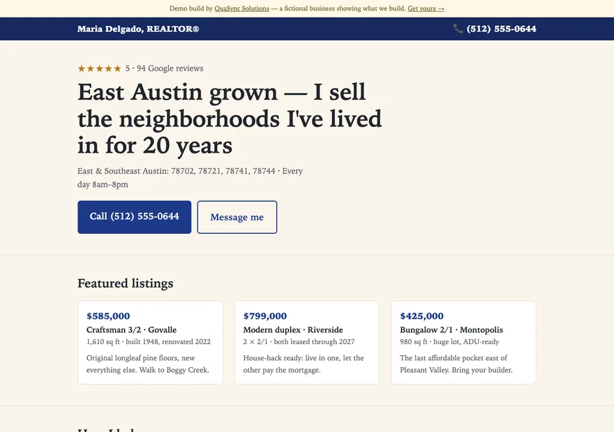 Maria Delgado, REALTOR® — live demo build