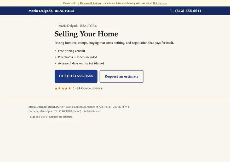 Maria Delgado, REALTOR® — Selling page